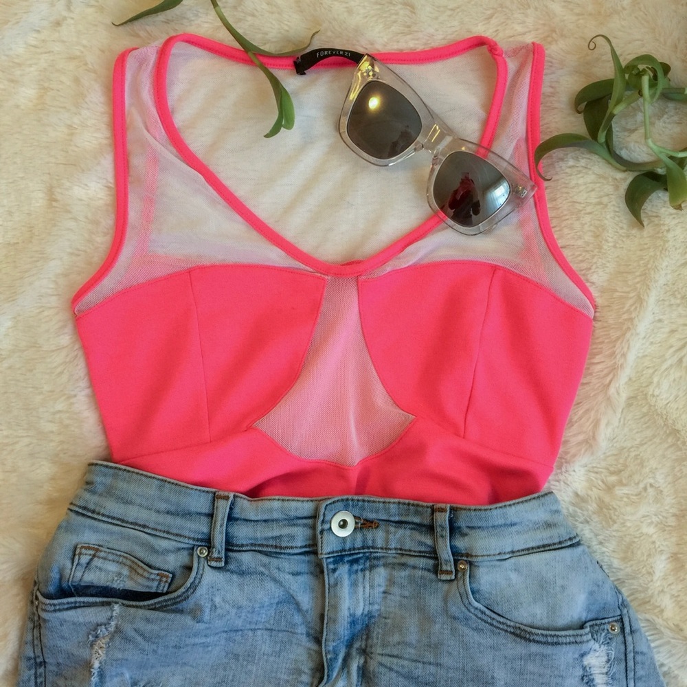 🌹3 for $10🌹Hot Pink Mesh Crop Top
